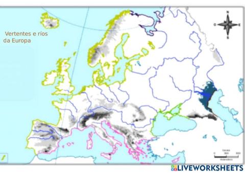 Vertentes e ríos da Europa