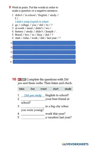 Simple past questions