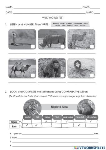 Comparatives and animals test