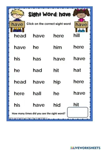 Sight Words Recognition - HAVE
