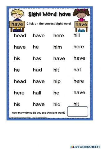 Sight Words Recognition - HAVE