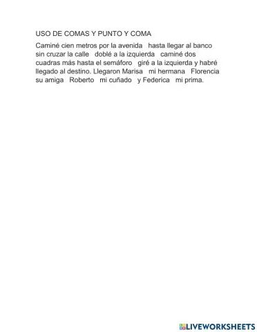 Uso de comas y punto y coma