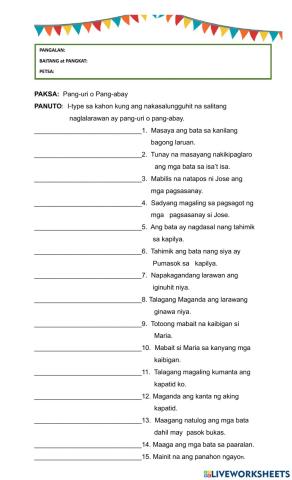 Pang-uri o Pang-abay