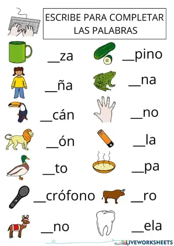 Escribe para completar las palabras