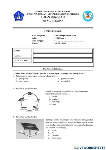 Latihan soal ipa - tryout