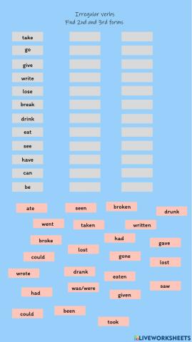 Match irregular verbs