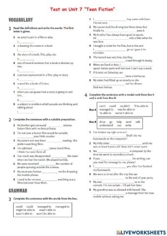 Test 6 on topic Teen Fiction