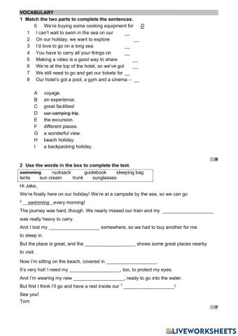 WW 3 Unit 6 language test