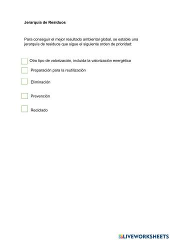 Residuos urbanos . jerarquia