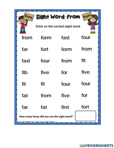 Sight Words Recognition - FROM