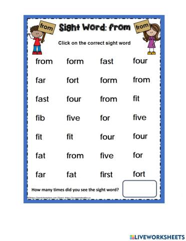 Sight Words Recognition - FROM
