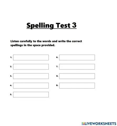 Spelling Test 3