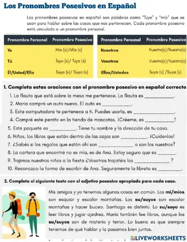 Los Pronombres Posesivos