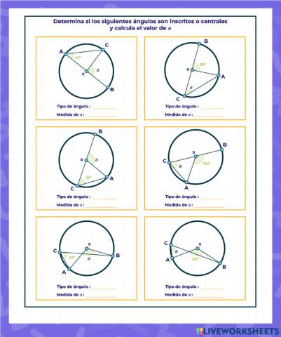 Ángulos inscritos y ángulos central