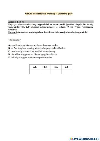 Matura extended training B2