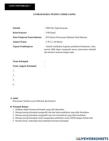 LKPD Sistem Pencernaan