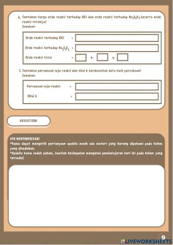 KC E-LKPD Laju Reaksi : Orde Reaksi dan Tetapan Laju Reaksi II