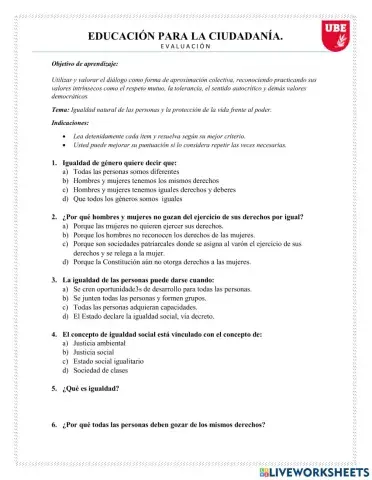 Igualdad natural de las personas y la protección de la vida frente al poder.