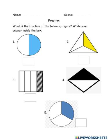 Fraction 1-2, 1-3 and 1-4 kindergarten