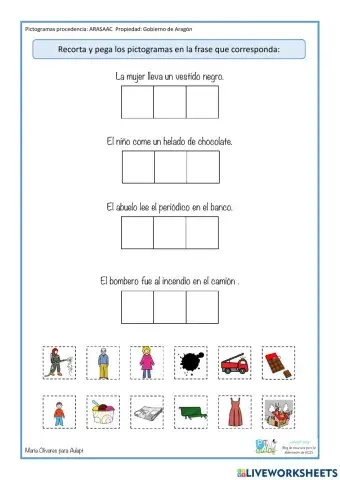 Crea frases con pictogramas