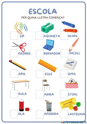 Primeres paraules- escola