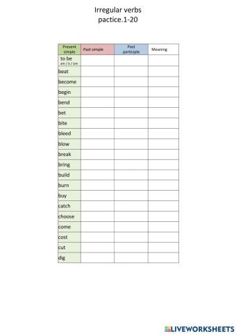 Irregular verbs