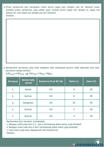 E-LKPD Laju Reaksi : Konsep Laju Reaksi dan Teori Tumbukan II