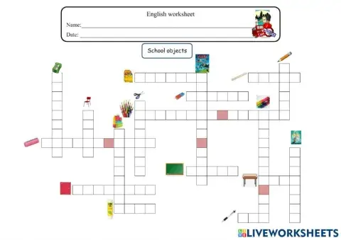 School objects crossword