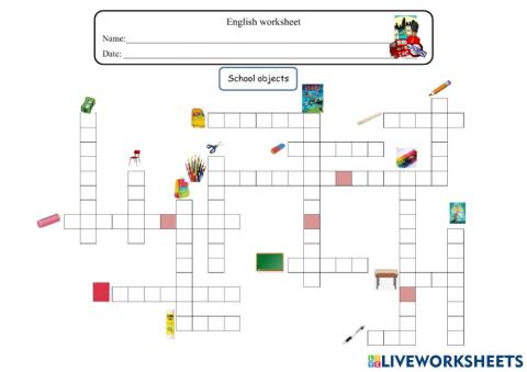 School objects crossword