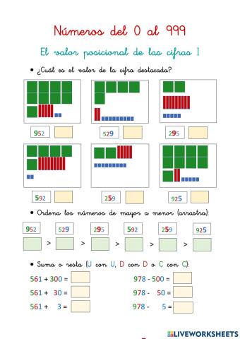 El valor posicional de las cifras I