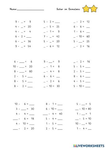 1x1 üben für Profis