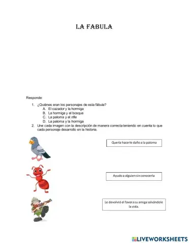 GUIA DE COMPRENSIÓN DE LECTURA LA FÁBULA 