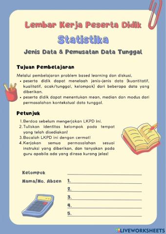 LKPD Jenis Data & Pemusatan Data Tunggal