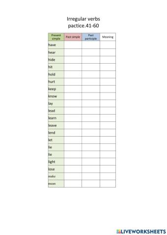 Irregular verbs 41-60