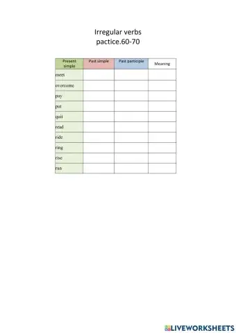 Irregular verbs 61-70