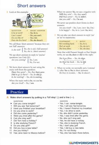 Basic Grammar-37 Short answers