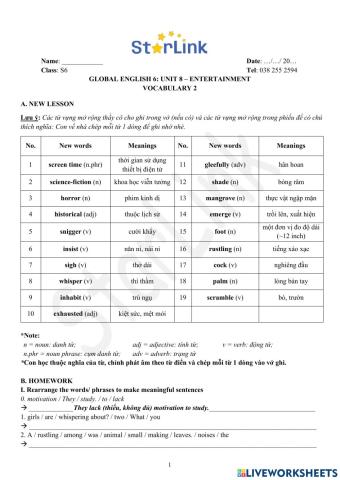 Foreign Teacher-S6-WEEK 30-U8-VOCAB 2