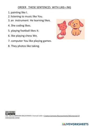 Verbo Like + acción ING