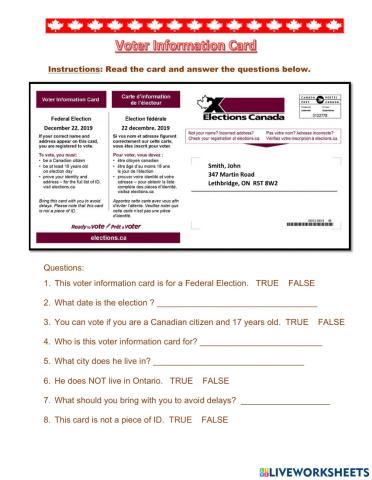 Citizenship Voter Information Card Short