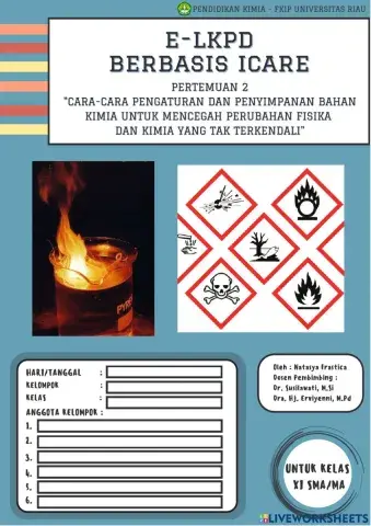 KC E-LKPD Laju Reaksi : Cara-Cara Pengaturan dan Penyimpanan Bahan Kimia untuk Mencegah Perubahan Fisika dan Kimia yang Tak Terkendali I