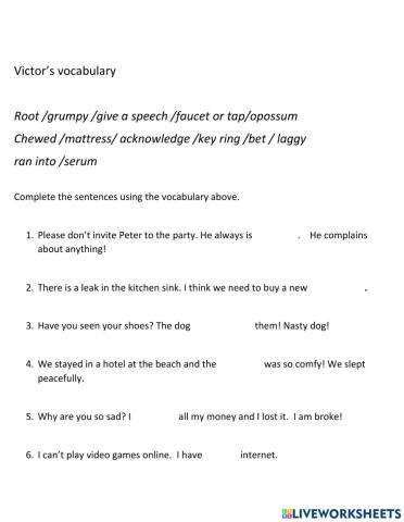 Victor's vocabulary