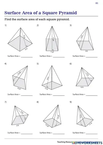 Surface area of square pyramid
