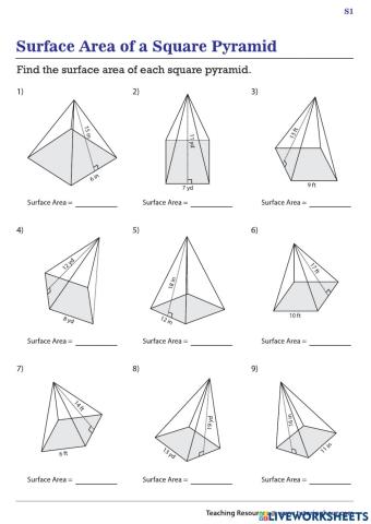Surface area of square pyramid