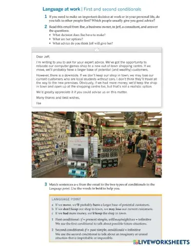 First and second conditionals