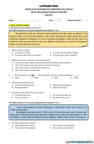 Latihan soal ps genap kelas 7
