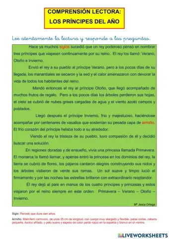 Comprensión lectora: Los príncipes del año
