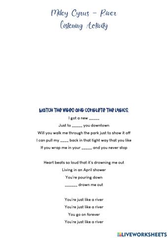 Miley Cyrus - River - Listening