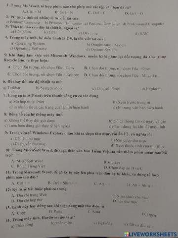 Ôn tập Cơ bản về máy tính