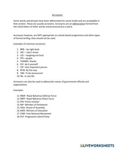 Abbreviations and Acronyms