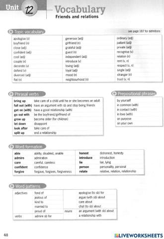 Vocabulary-Friends and realation